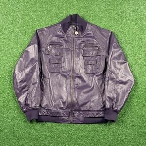 Vintage 90s Live Mechanics purple leather bomber jacket